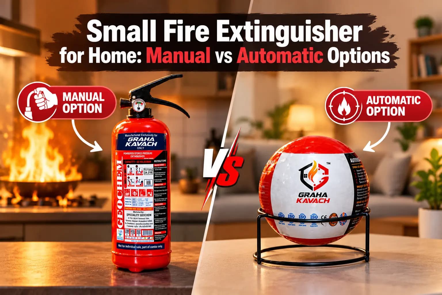 2 kg ABC fire extinguisher and automatic fire ball for home