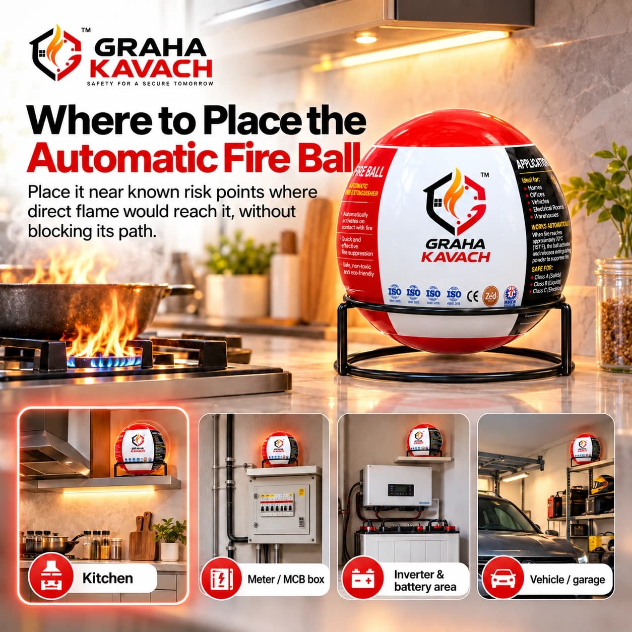 Where to Place the Automatic Fire Ball — Safety Guide Poster